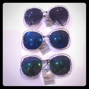 Set of 3 gold frames Sunglasses! Black Blue Multi